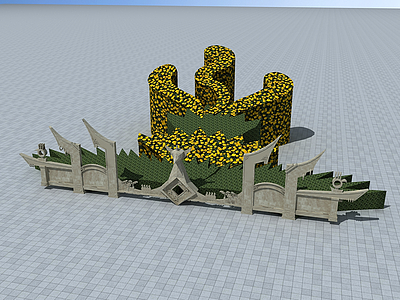 3d凤凰造型花圃模型