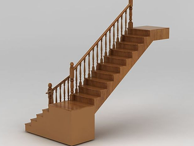 实木转角楼梯模型3d模型