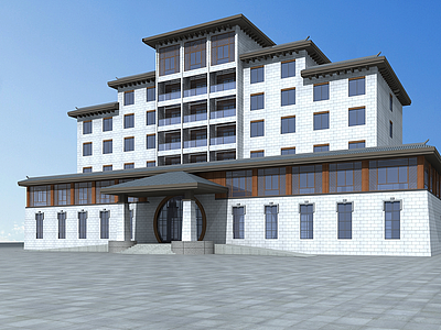 中式酒店模型3d模型