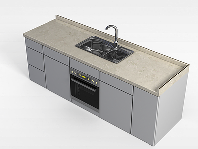 厨房双盆型水槽模型3d模型