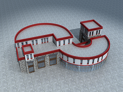 3d藏式商业建筑模型