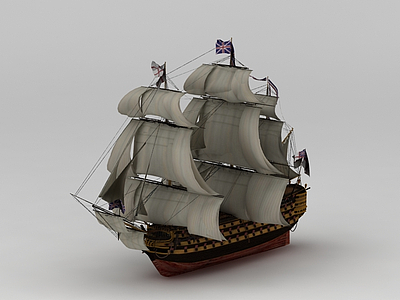3d英国帆船模型摆件免费模型