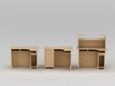 实木电脑桌3d模型