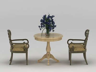 复古休闲桌椅组合3d模型