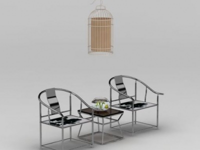 中式风格休闲桌椅3d模型