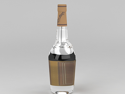 3d玻璃瓶白酒模型
