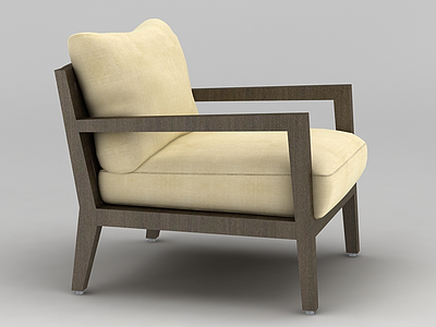 北欧实木沙发椅模型3d模型