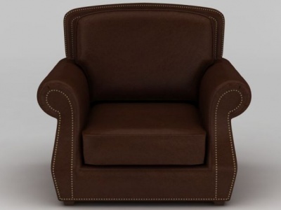 简约褐色单人沙发3d模型