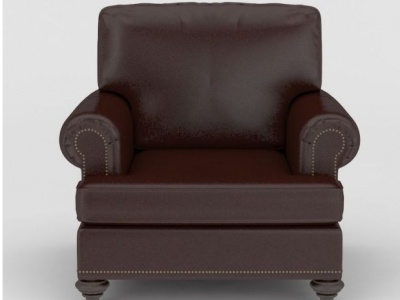 3d咖啡色皮艺单人沙发模型