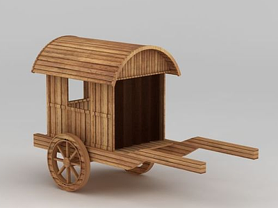 3d古代木质马车模型