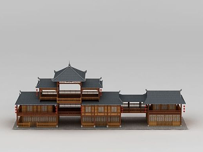 3d中国古建筑商铺模型