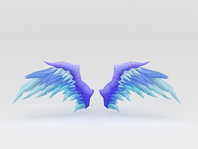 3d蓝色翅膀游戏装备免费模型
