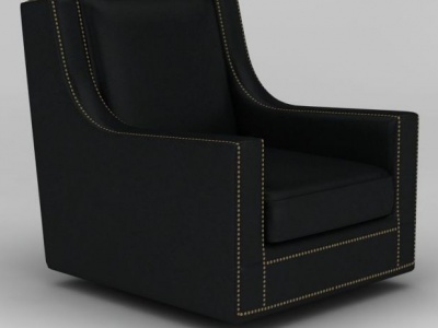 3d黑色皮革单人沙发模型