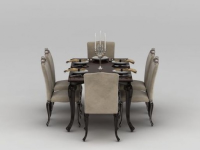 欧式餐桌组合3d模型