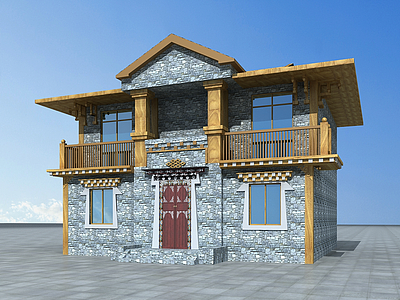 3d藏式住宅建筑模型