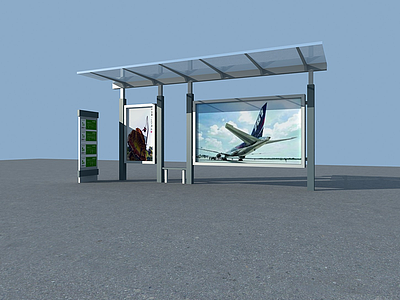 3d公交车站台模型