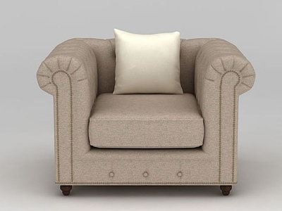 中式简约单人沙发模型3d模型