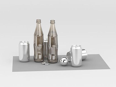 玻璃瓶易拉罐模型3d模型