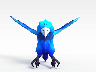 3d游戏素材蓝色飞鹰模型