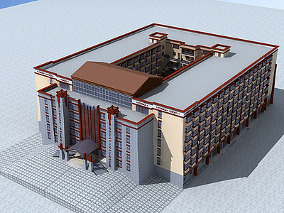 藏式大型酒店3d模型