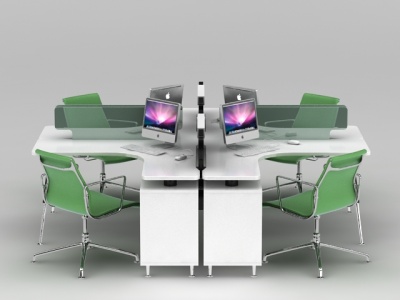 3d员工办公桌椅模型