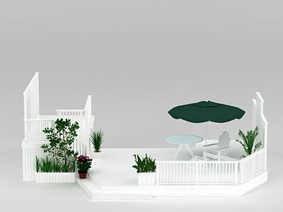 3d欧式别墅花园模型