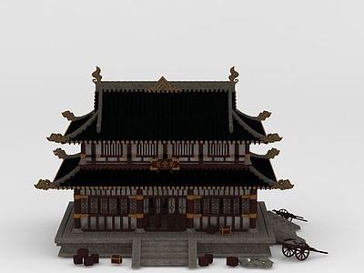 3d古代建筑百居堂模型