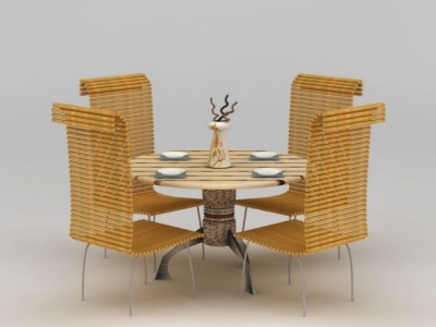庭院休闲竹椅模型3d模型