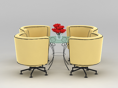 黄色休闲桌椅模型3d模型