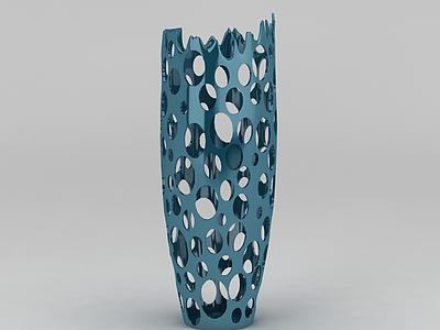 3d现代蓝色创意镂空花瓶免费模型