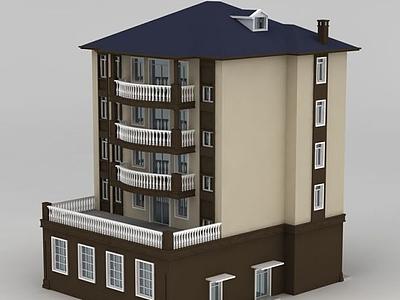 3d欧式四层别墅模型