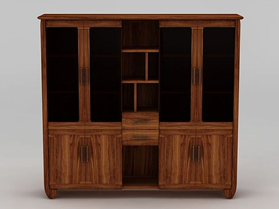 3d家用实木书柜模型