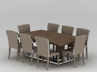 高档棕色会议专用桌椅模型3d模型