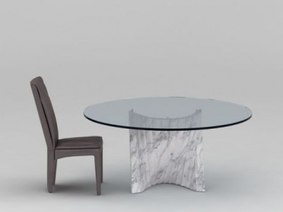 现代圆餐桌餐椅组合模型3d模型