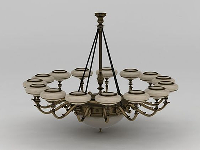 3d美式古典纯铜吊灯模型