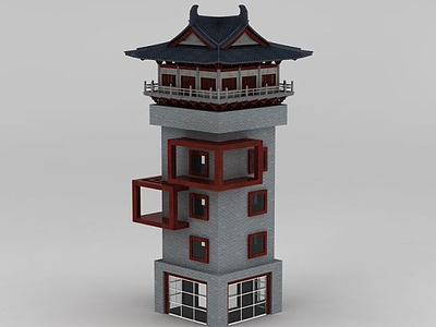 3d古建筑碉楼模型