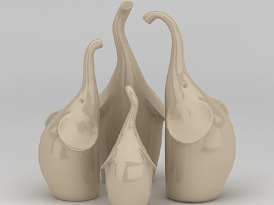 室内陶瓷小象摆件模型3d模型