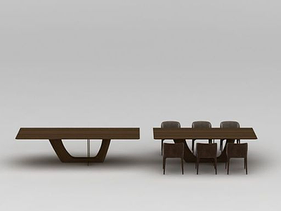 3d中式实木餐桌椅组合模型