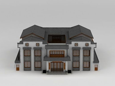 中式会所建筑模型3d模型