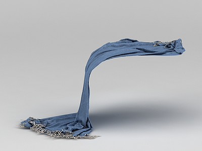 蓝色流苏围巾模型3d模型