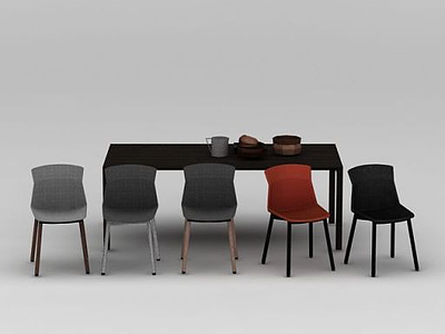 3d北欧餐厅桌椅组合模型
