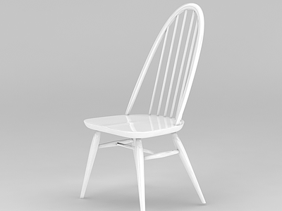 3d北欧白色实木餐椅模型