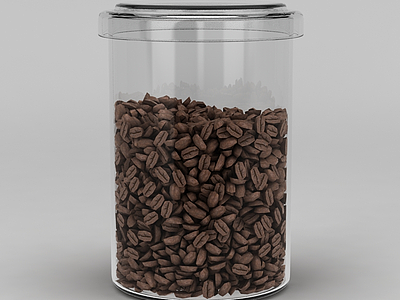 3d真空玻璃咖啡豆密封罐模型