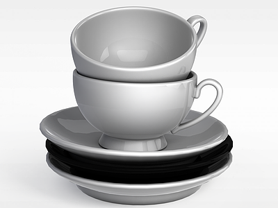 陶瓷咖啡杯子碟子模型3d模型