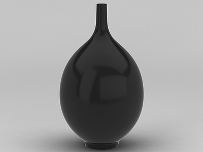 黑色日式花瓶摆件模型