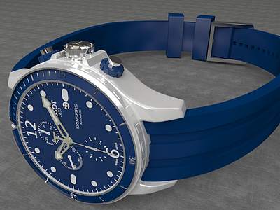 3d蓝色运动手表模型
