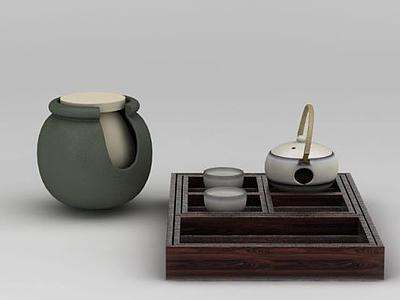 3d日式陶瓷茶具模型