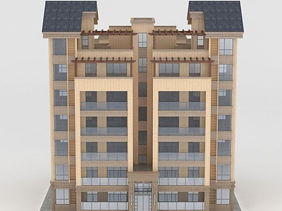 3d多层住宅建筑模型