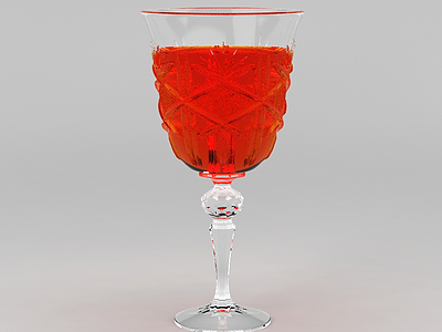 3d高档水晶红酒杯模型