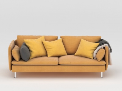 3d北欧黄色休闲双人沙发免费模型